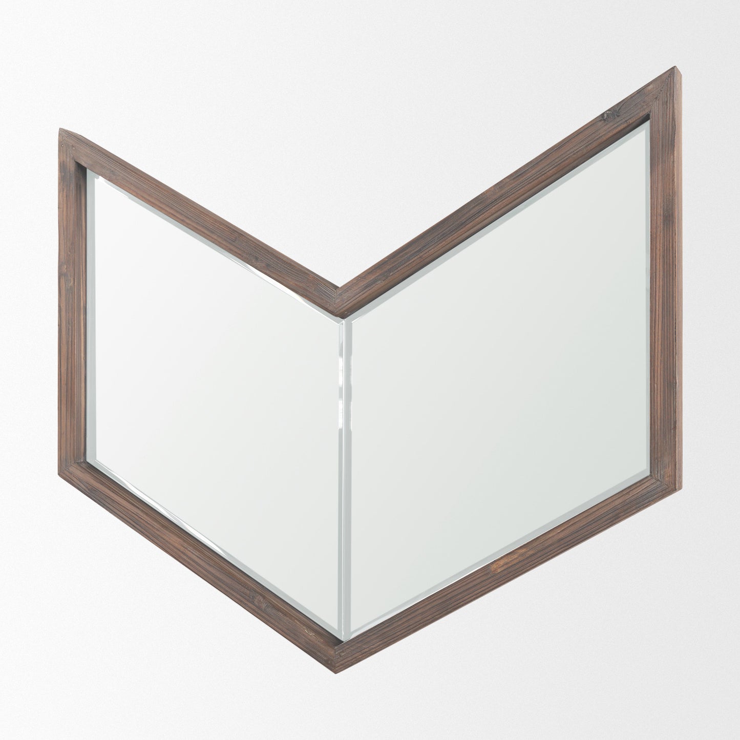 Chevren Wall Mirror Dark Brown Wood | 26x22 - wall-mirrors-grouped