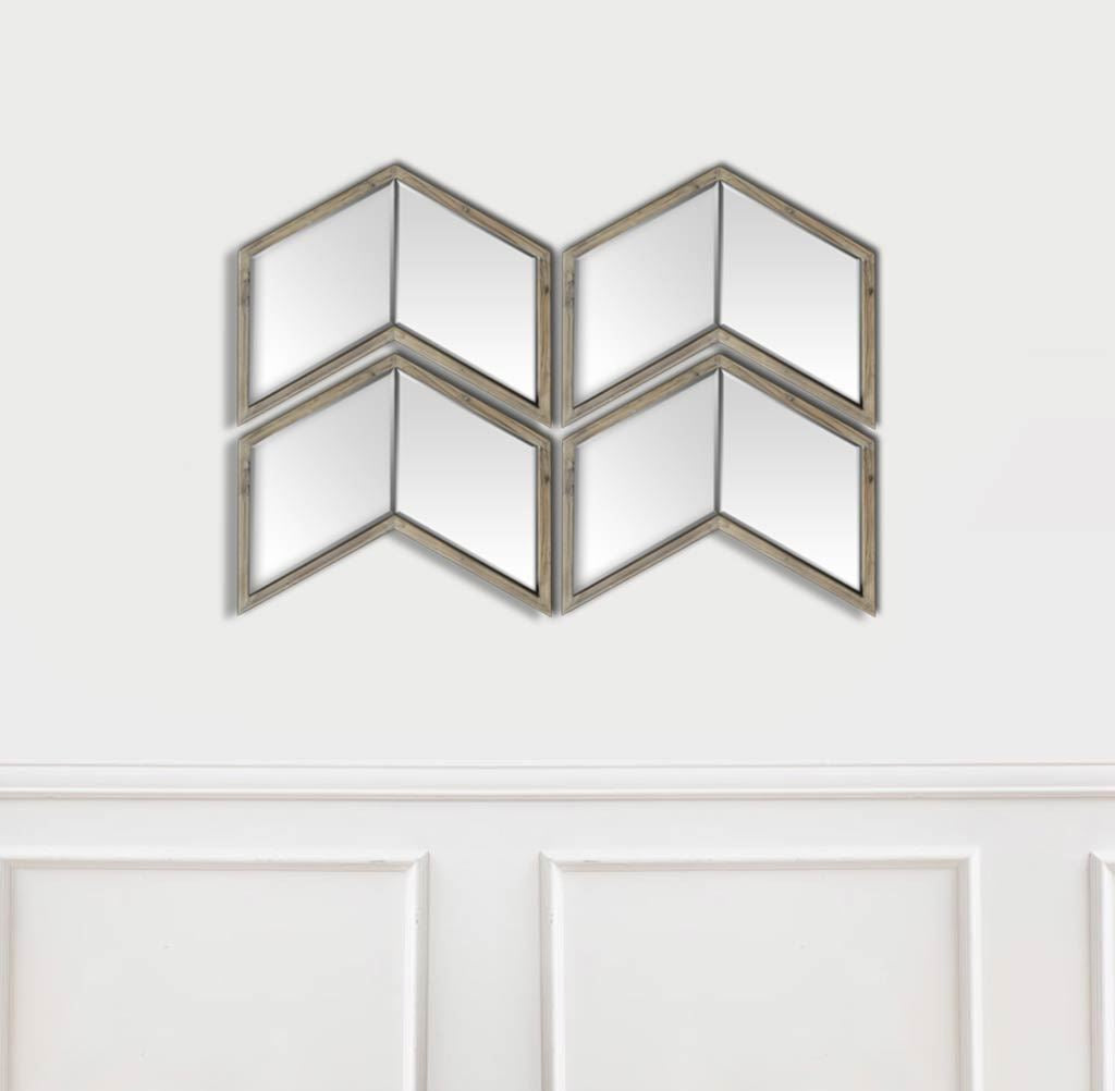 Chevren Wall Mirror Dark Brown Wood | 26x22 - wall-mirrors-grouped