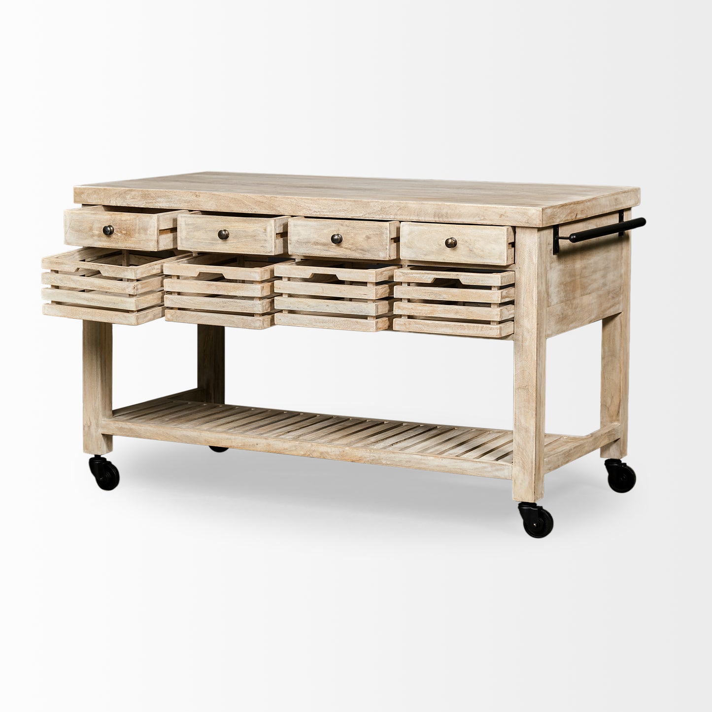 Columbia Large Kitchen Island Brown Wood | Rectangle - kitchen-islands