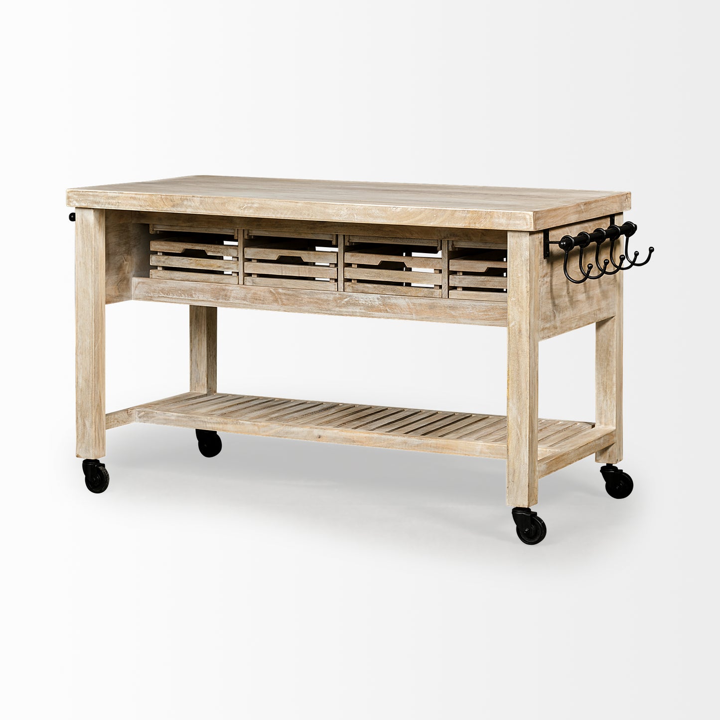 Columbia Large Kitchen Island Brown Wood | Rectangle - kitchen-islands