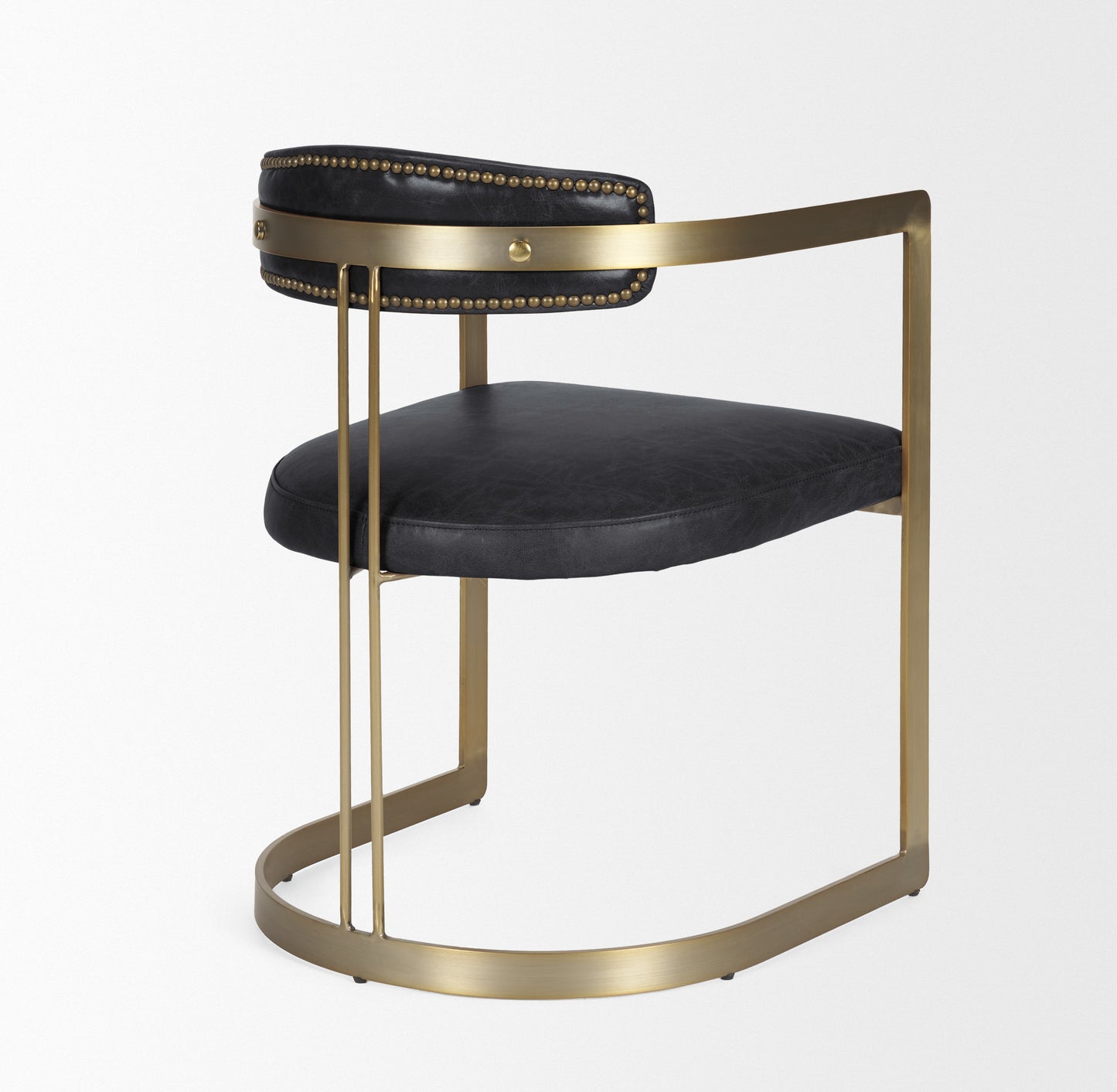 Hollyfield Leather Dining Chair Black Leather | Gold Metal - dining-chairs
