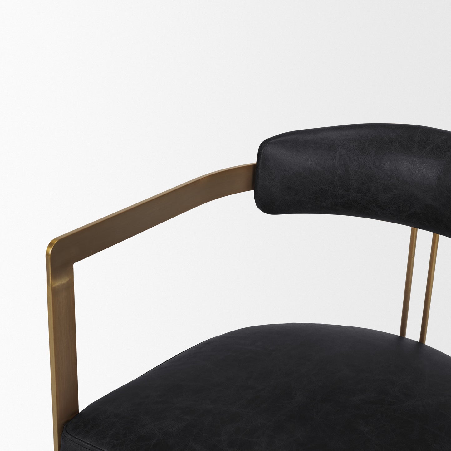 Hollyfield Leather Dining Chair Black Leather | Gold Metal - dining-chairs