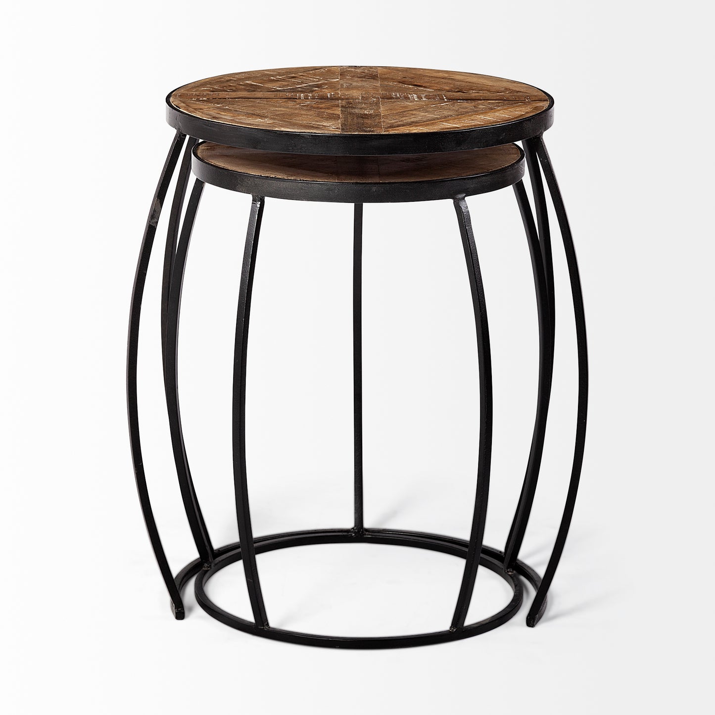Clapp Accent Table Brown Wood | Black Metal | X Pattern - accent-tables