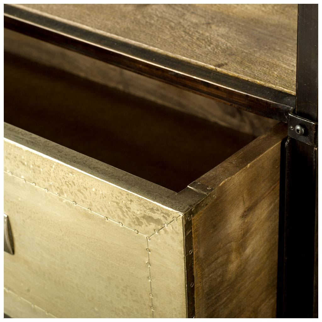 Farrow Media Console Brown Wood | Brass Metal - media-console