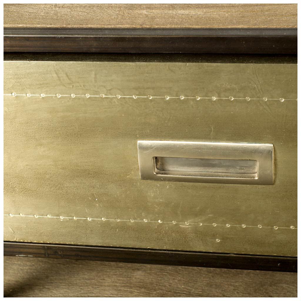 Farrow Media Console Brown Wood | Brass Metal - media-console