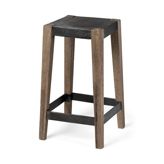 Nell Metal Seat Bar Counter Stool Black Metal | Light Brown Wood | Counter - bar-stools