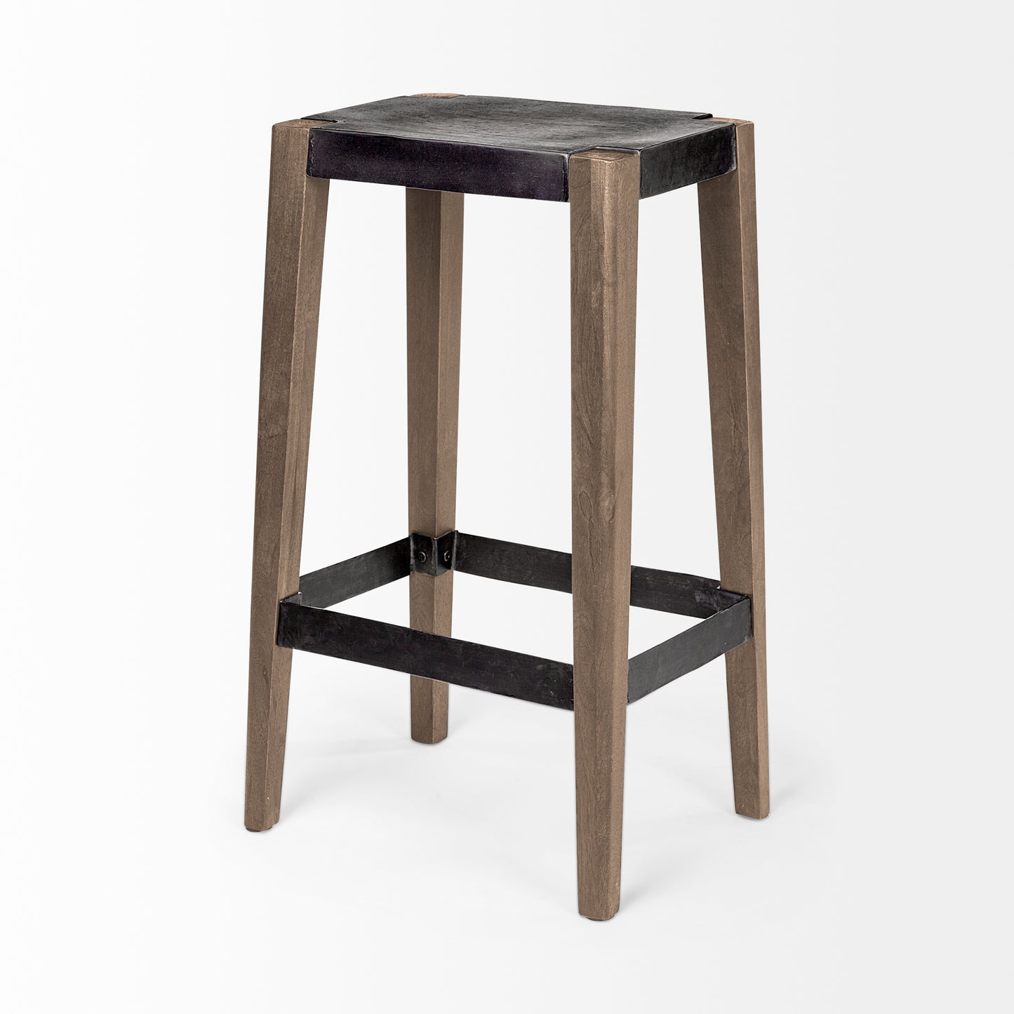 Nell Metal Seat Bar Counter Stool Black Metal | Light Brown Wood | Bar - bar-stools