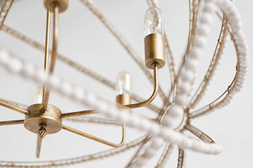 Ava Chandelier Gold Metal | White Wood - chandeliers