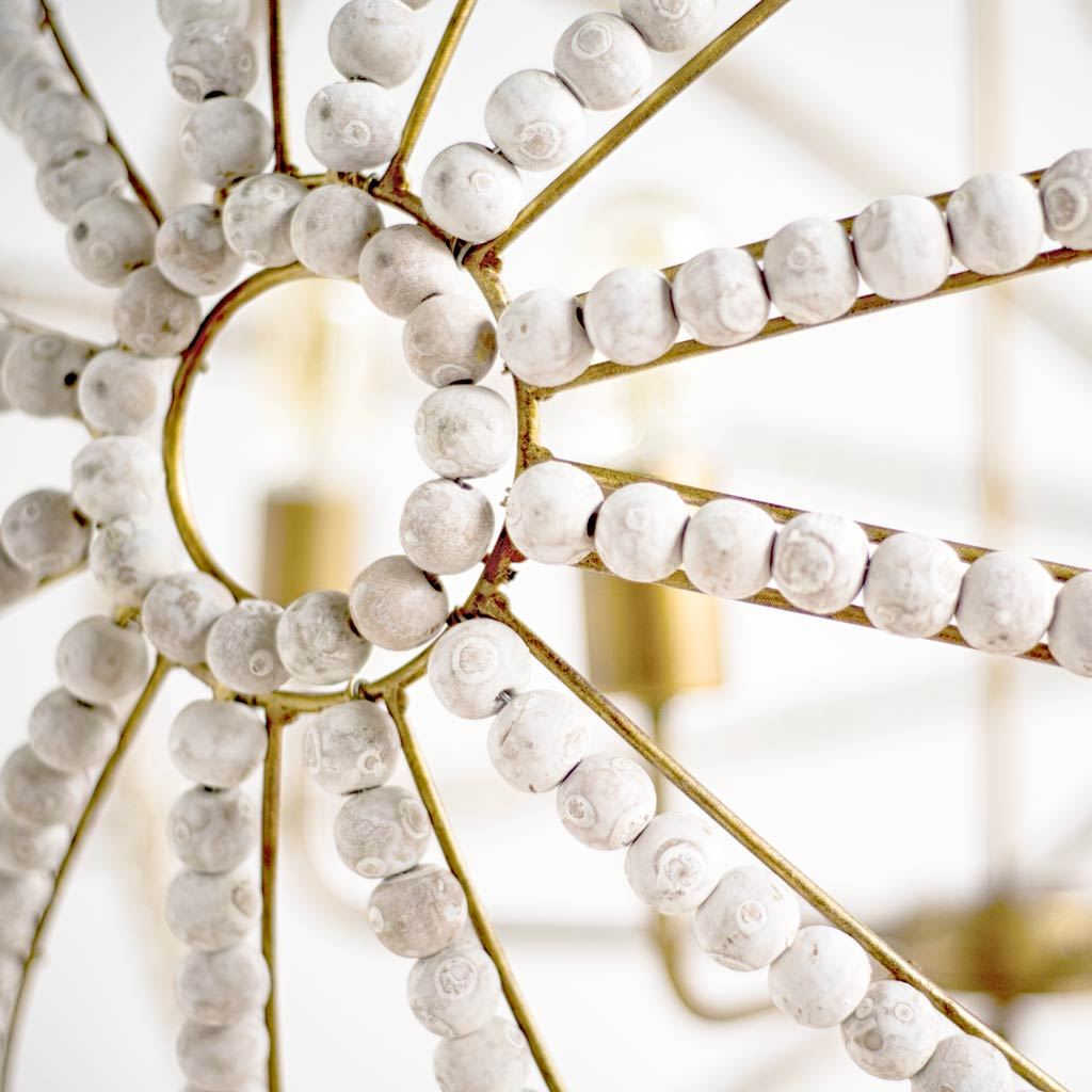 Ava Chandelier Gold Metal | White Wood - chandeliers