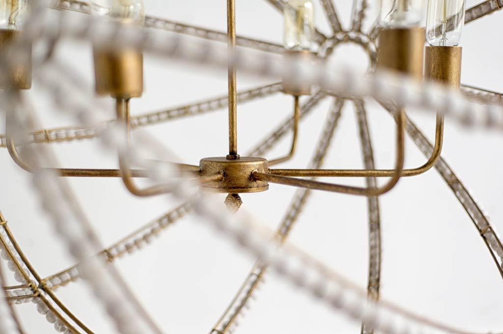Ava Chandelier Gold Metal | White Wood - chandeliers