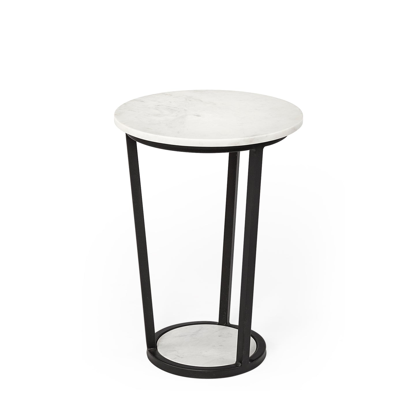 Bombola Accent Table White Marble | Black Metal | 15W - accent-tables