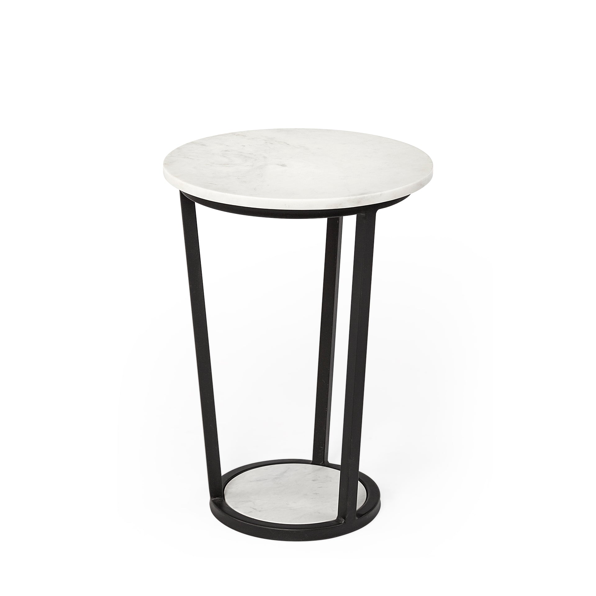 Bombola Accent Table White Marble | Black Metal | 15W - accent-tables