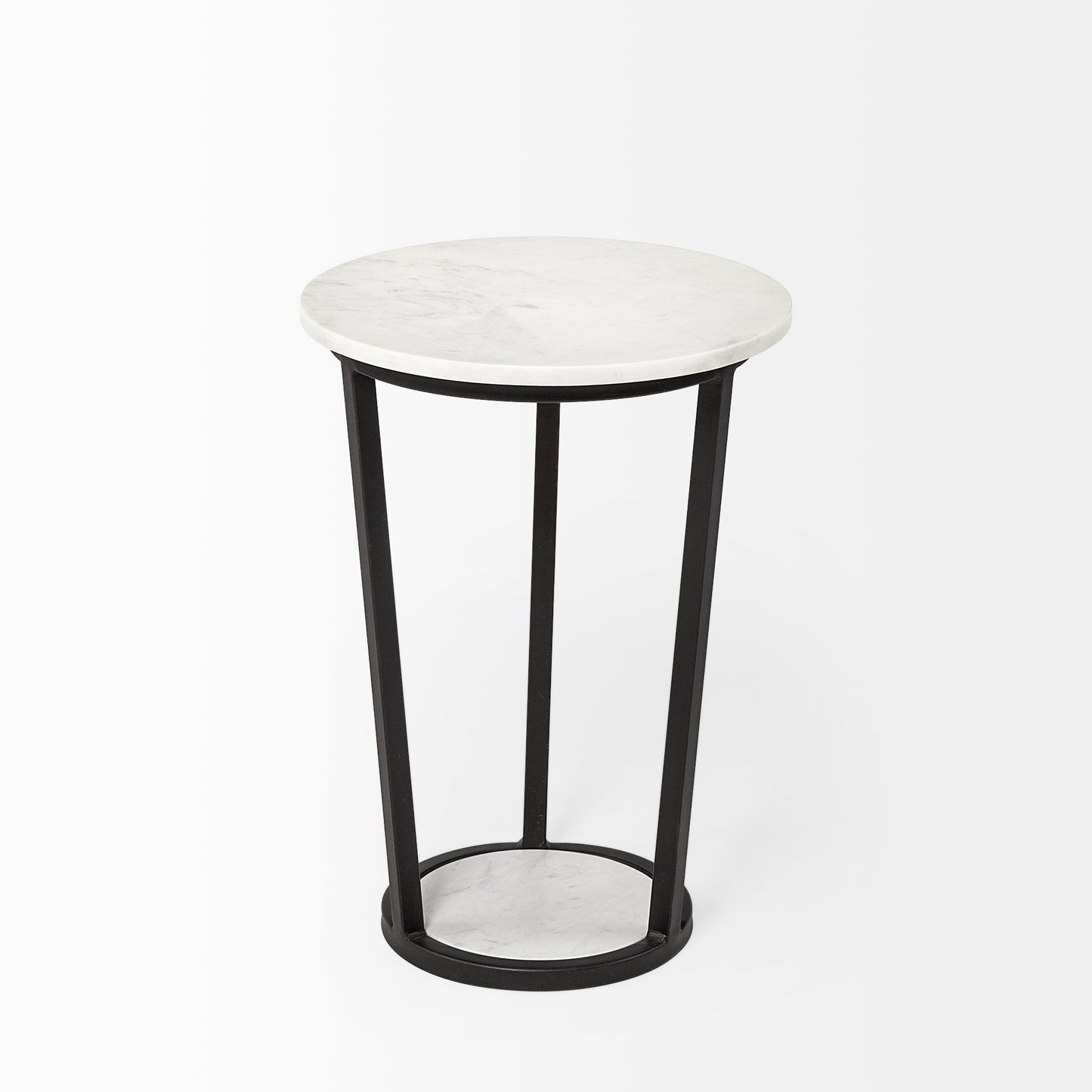 Bombola Accent Table White Marble | Black Metal | 15W - accent-tables