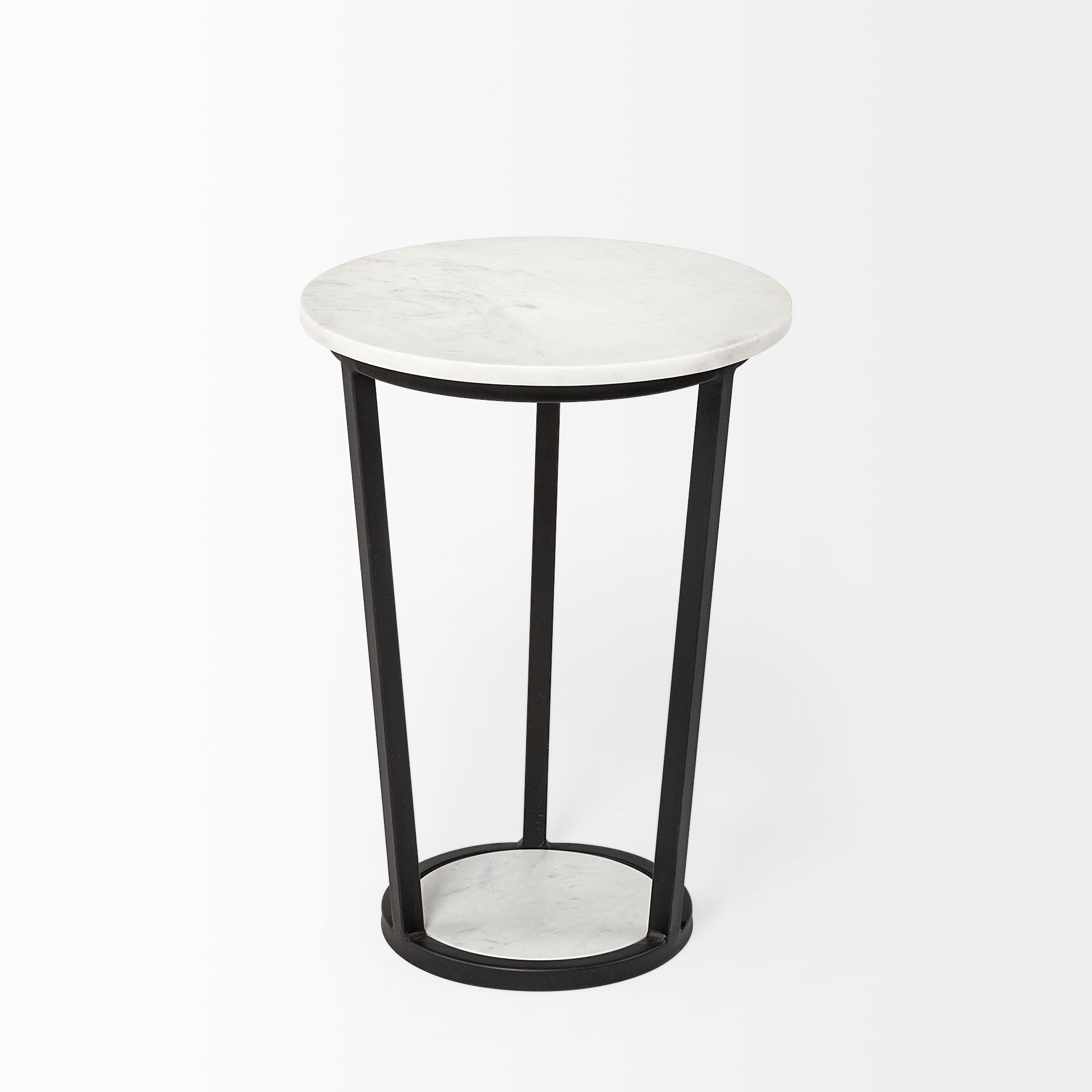 Bombola Accent Table White Marble | Black Metal | 15W - accent-tables