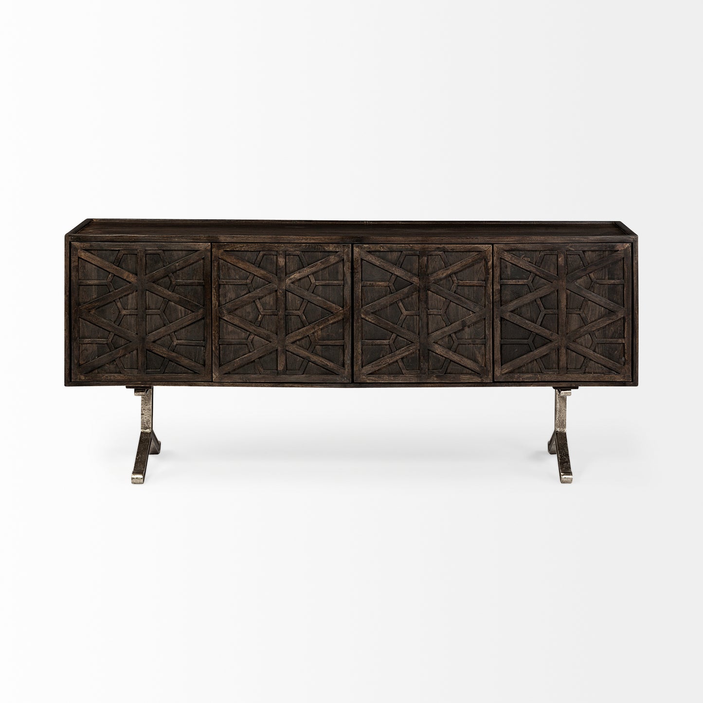 Hollandsworth Sideboard Brown Wood | Nickel Tone Metal - sideboards-and-buffets