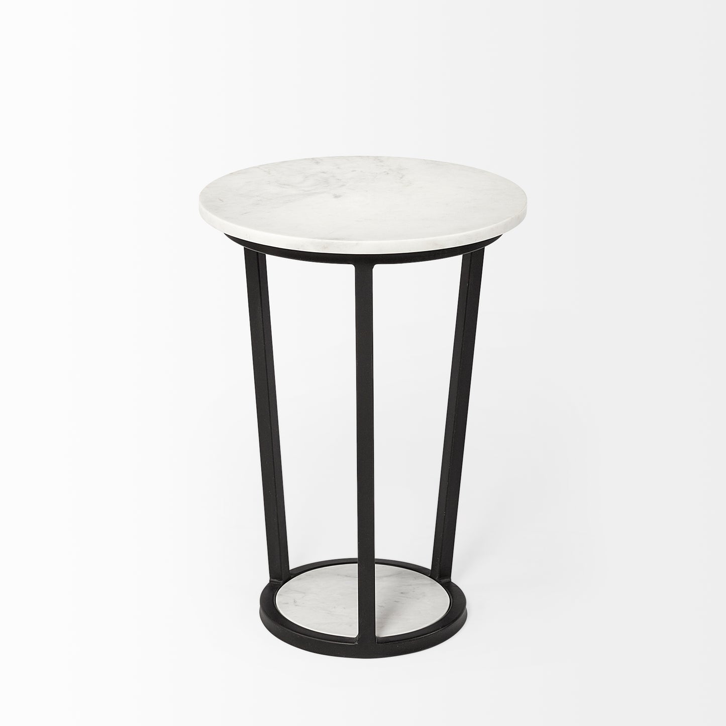 Bombola Accent Table White Marble | Black Metal | 15W - accent-tables