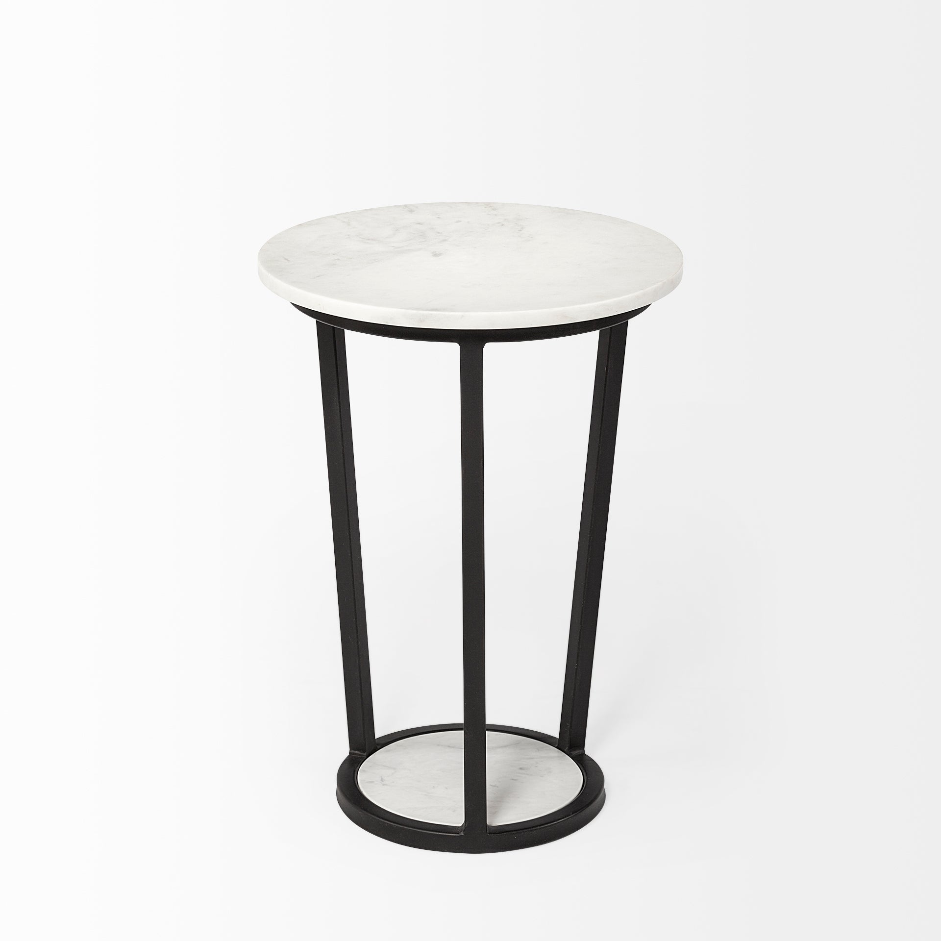 Bombola Accent Table White Marble | Black Metal | 15W - accent-tables