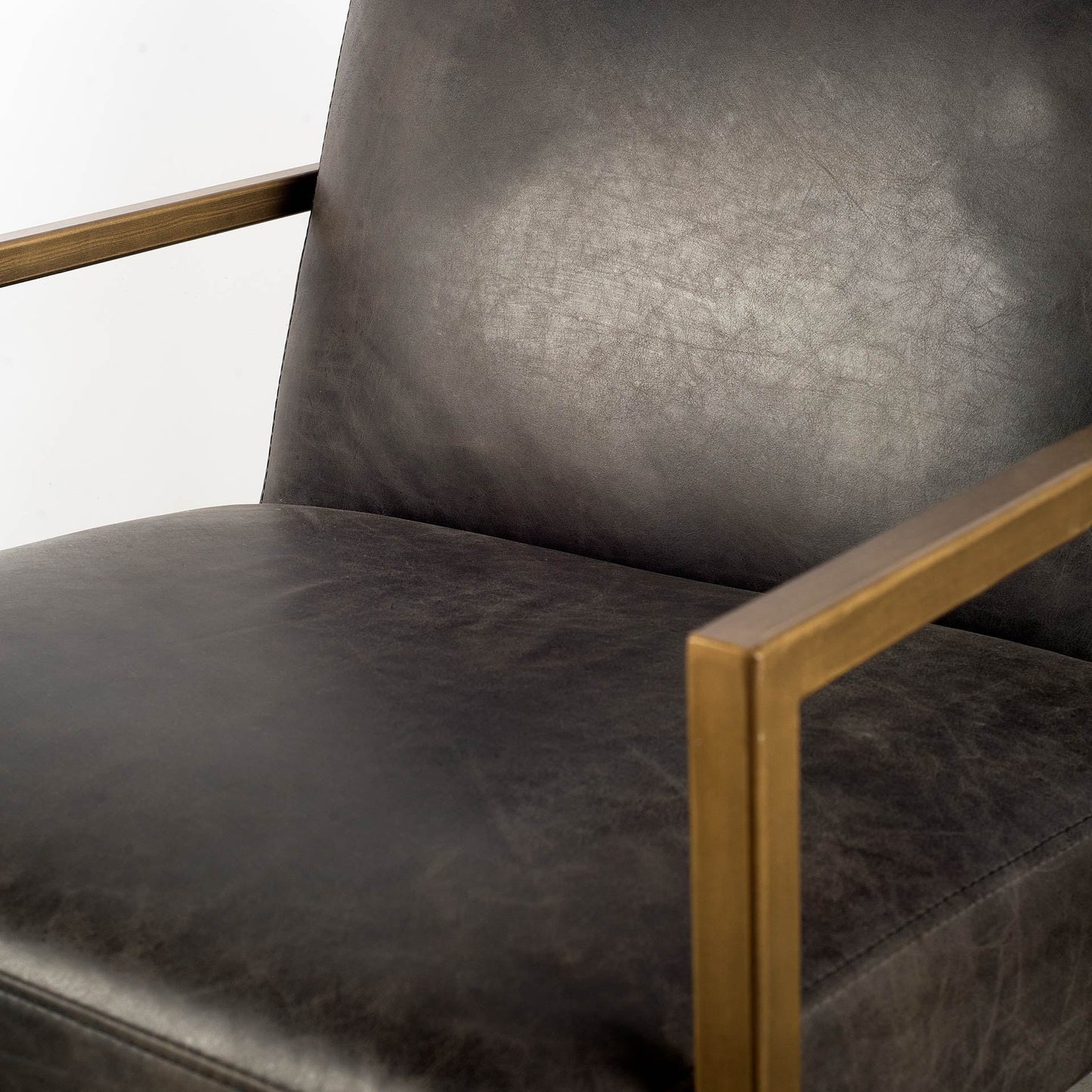 Armelle Leather Accent Chair Black Leather | Gold Metal - accent-chairs