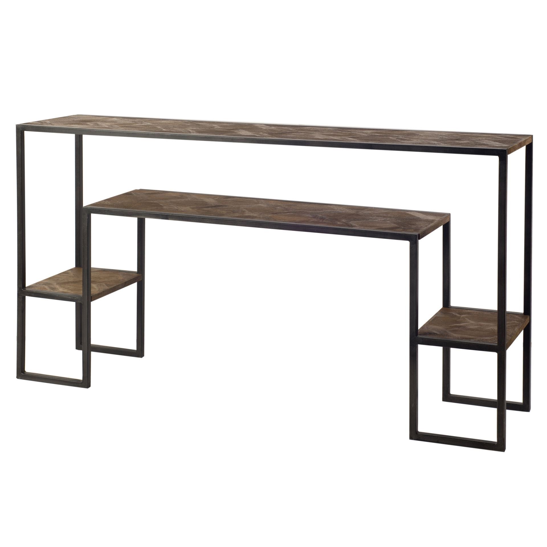 Parquiet Console Table Brown Wood | Black Metal - console-tables