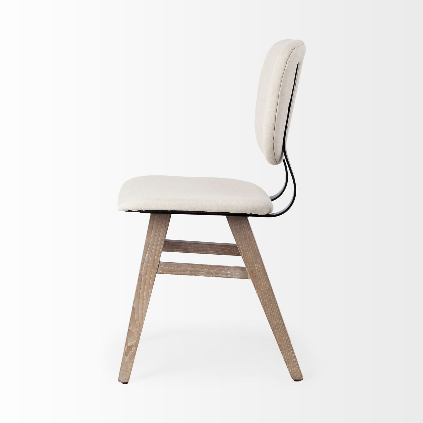 Haden Dining Chair Cream Fabric | Brown Wood - dining-chairs