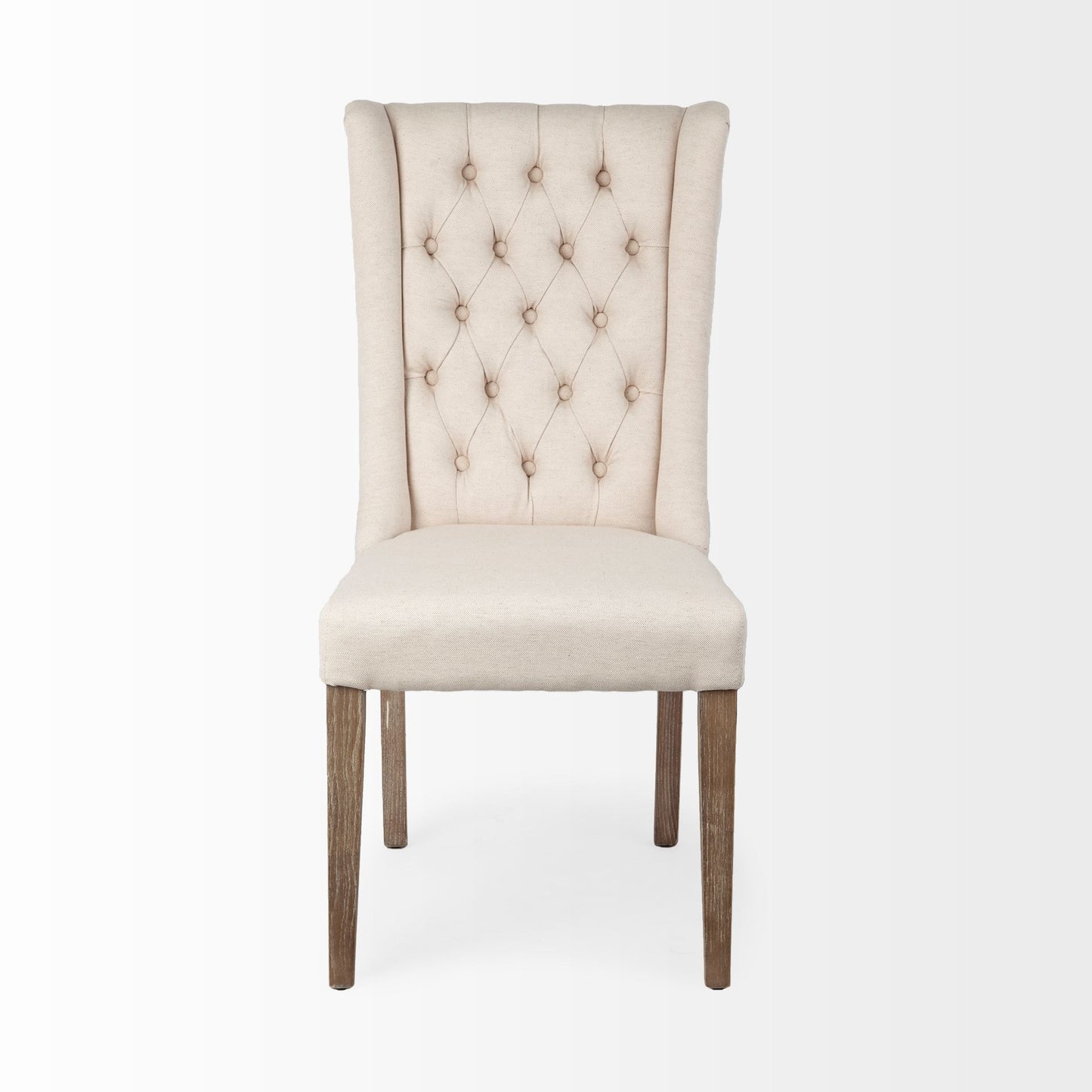 Mackenzie Dining Chair Cream Fabric | Brown Wood - dining-chairs