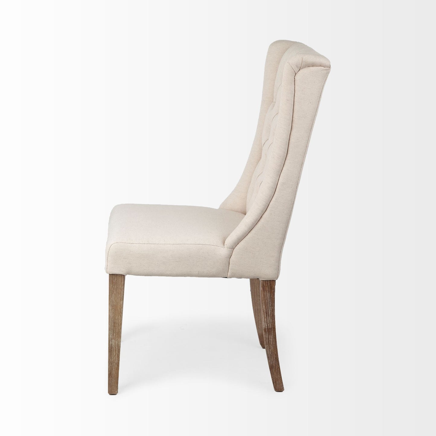 Mackenzie Dining Chair Cream Fabric | Brown Wood - dining-chairs