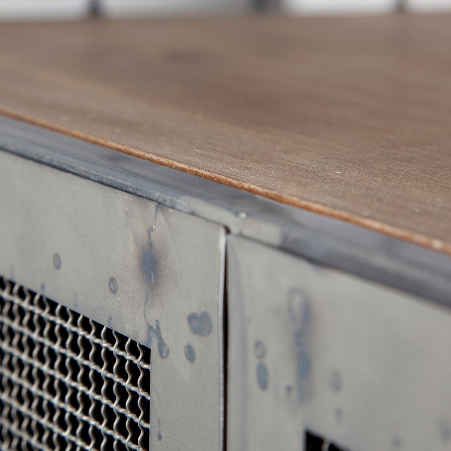 Udo Metal Frame Two Door Cabinet w/Two Drawers & Wood Top Bar Cart