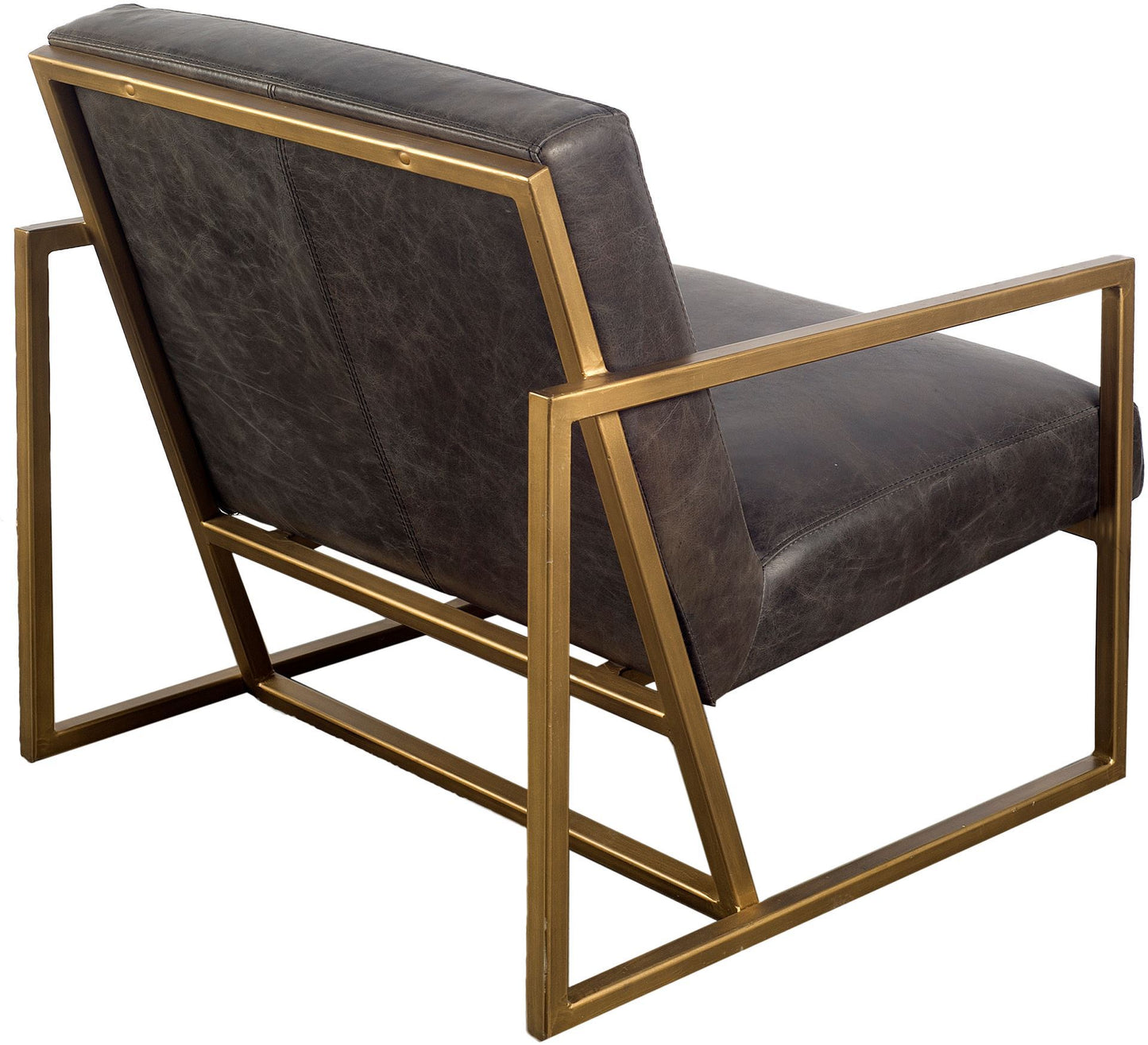 Armelle Leather Accent Chair Black Leather | Gold Metal - accent-chairs