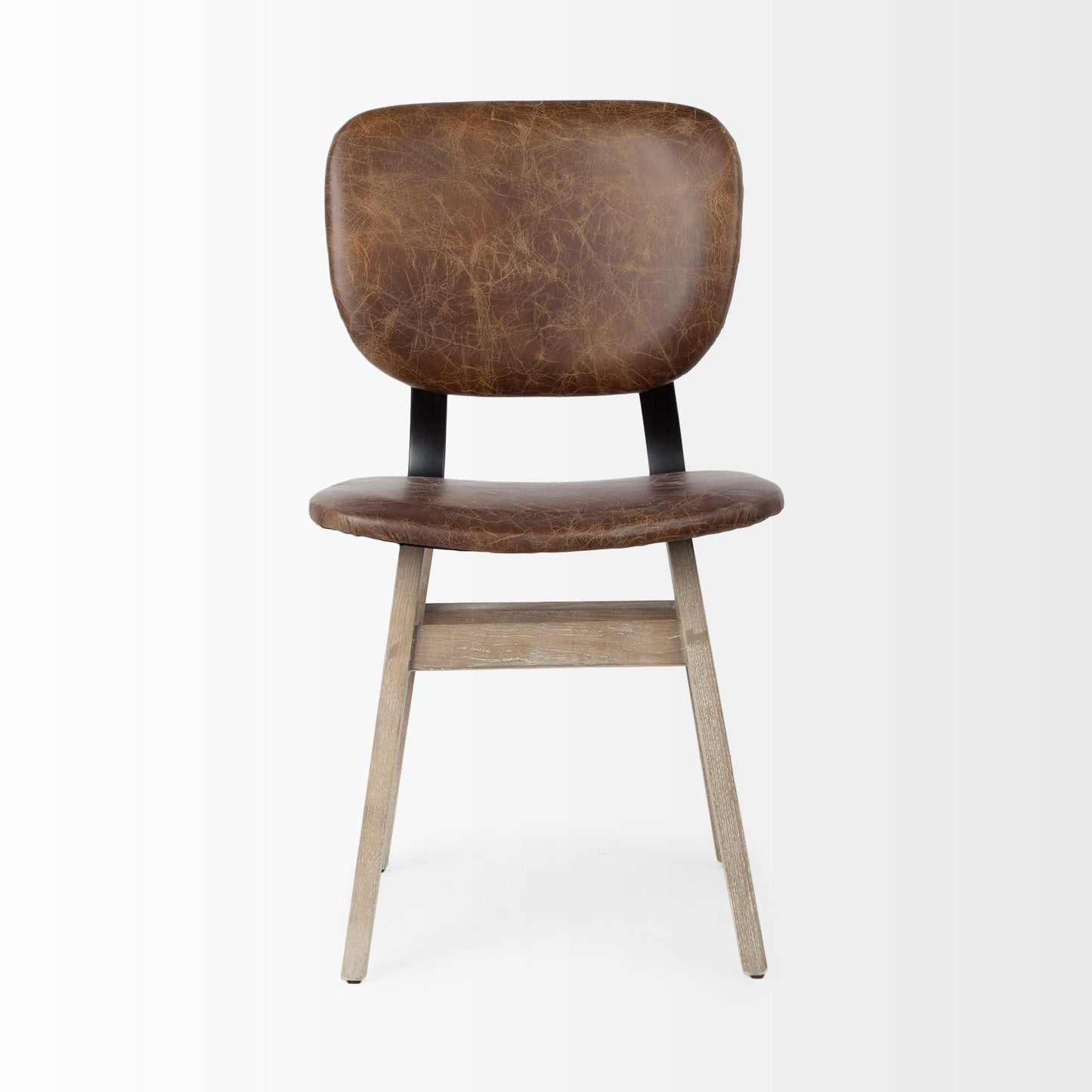 Haden Leather Dining Chair Brown Leather | Brown wood - dining-chairs