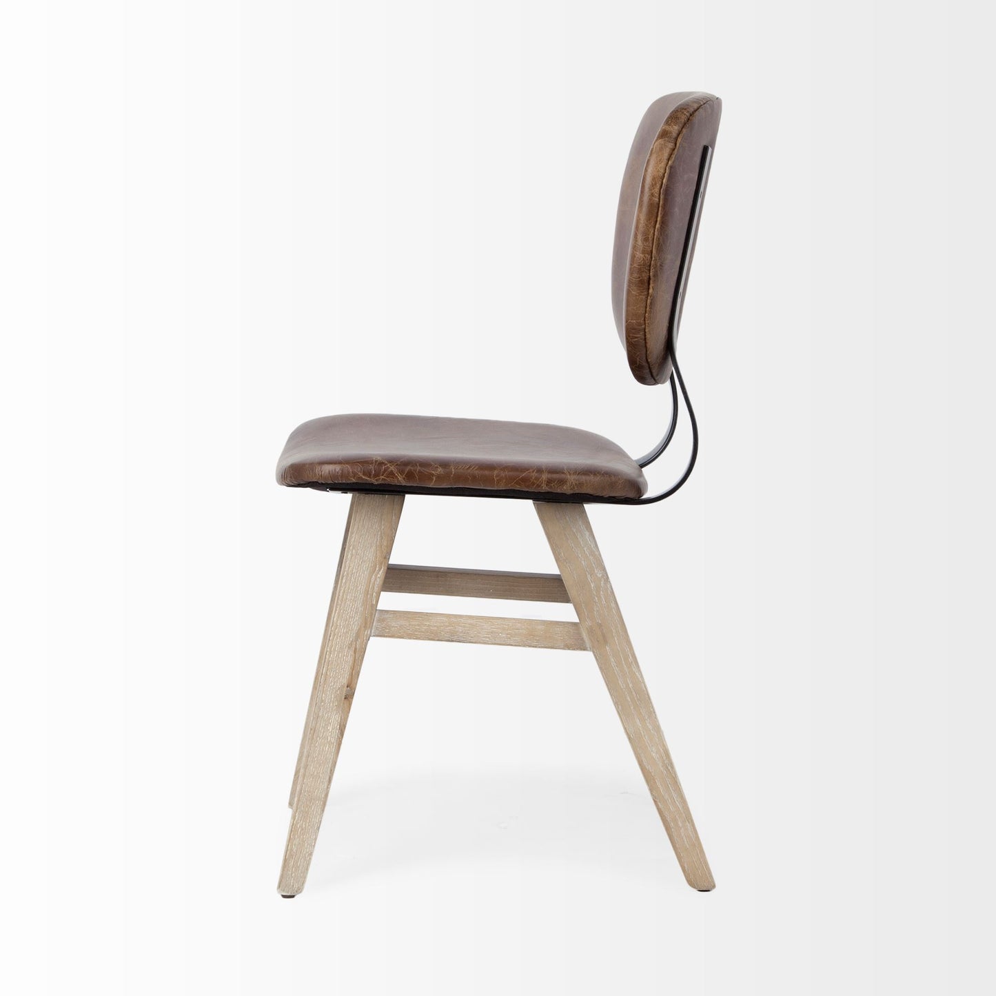 Haden Leather Dining Chair Brown Leather | Brown wood - dining-chairs