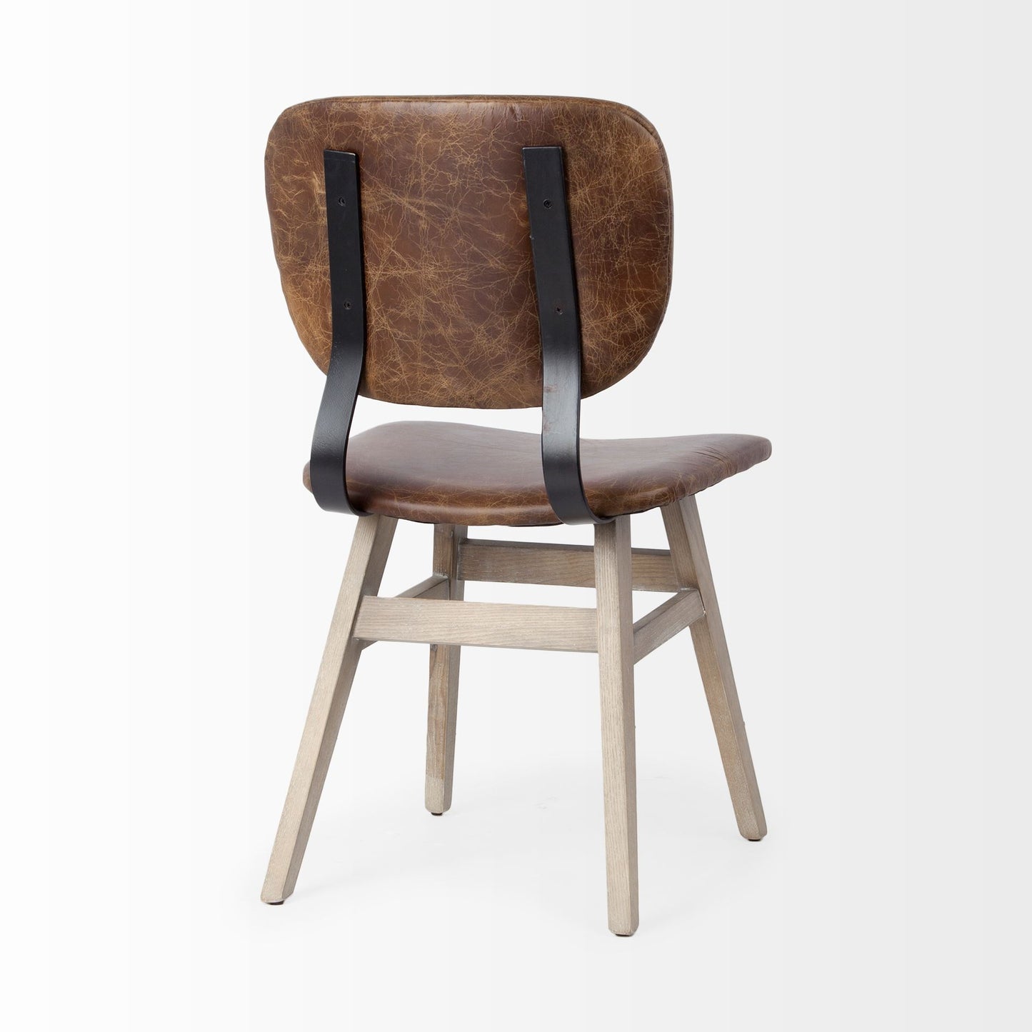 Haden Leather Dining Chair Brown Leather | Brown wood - dining-chairs