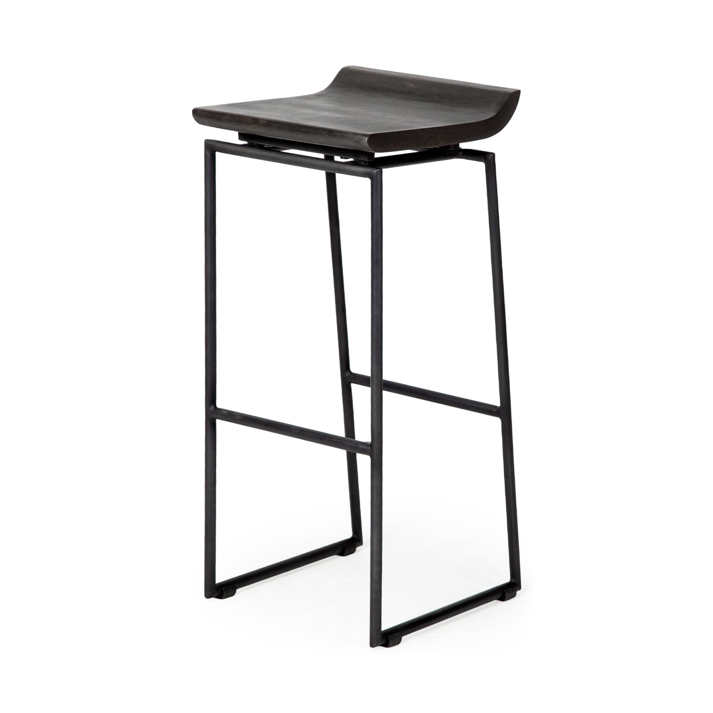 Givens Wood Seat Bar Counter Stool Black Wood | Black Metal | Bar - bar-stools