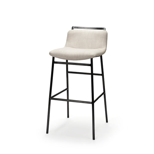 Kavalan Upholstered Seat Bar Counter Stool Beige Fabric | Gray Metal | Counter - bar-stools