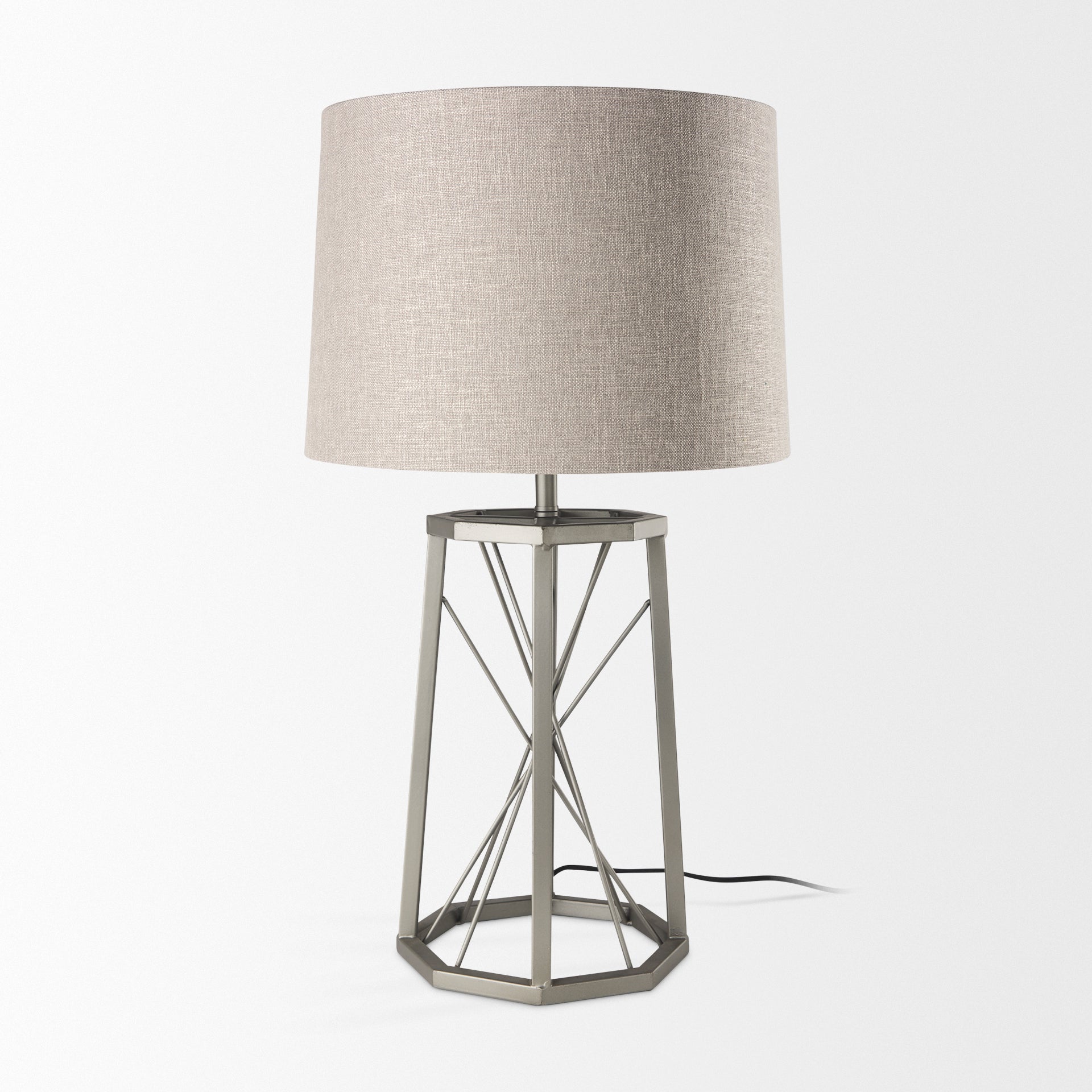Raen Table Lamp Gray Metal | Beige Shade - table-lamps