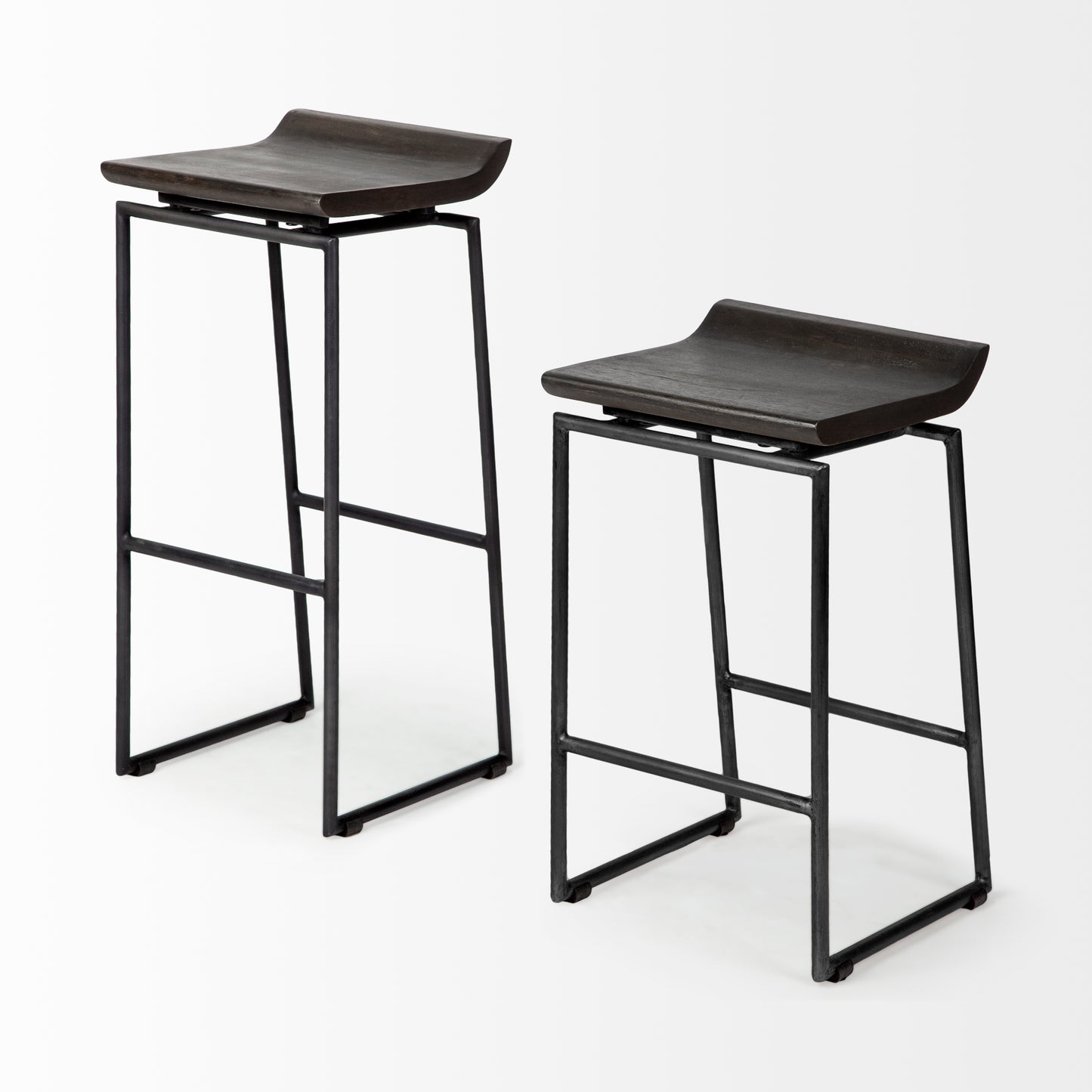 Givens Wood Seat Bar Counter Stool Black Wood | Black Metal | Bar - bar-stools