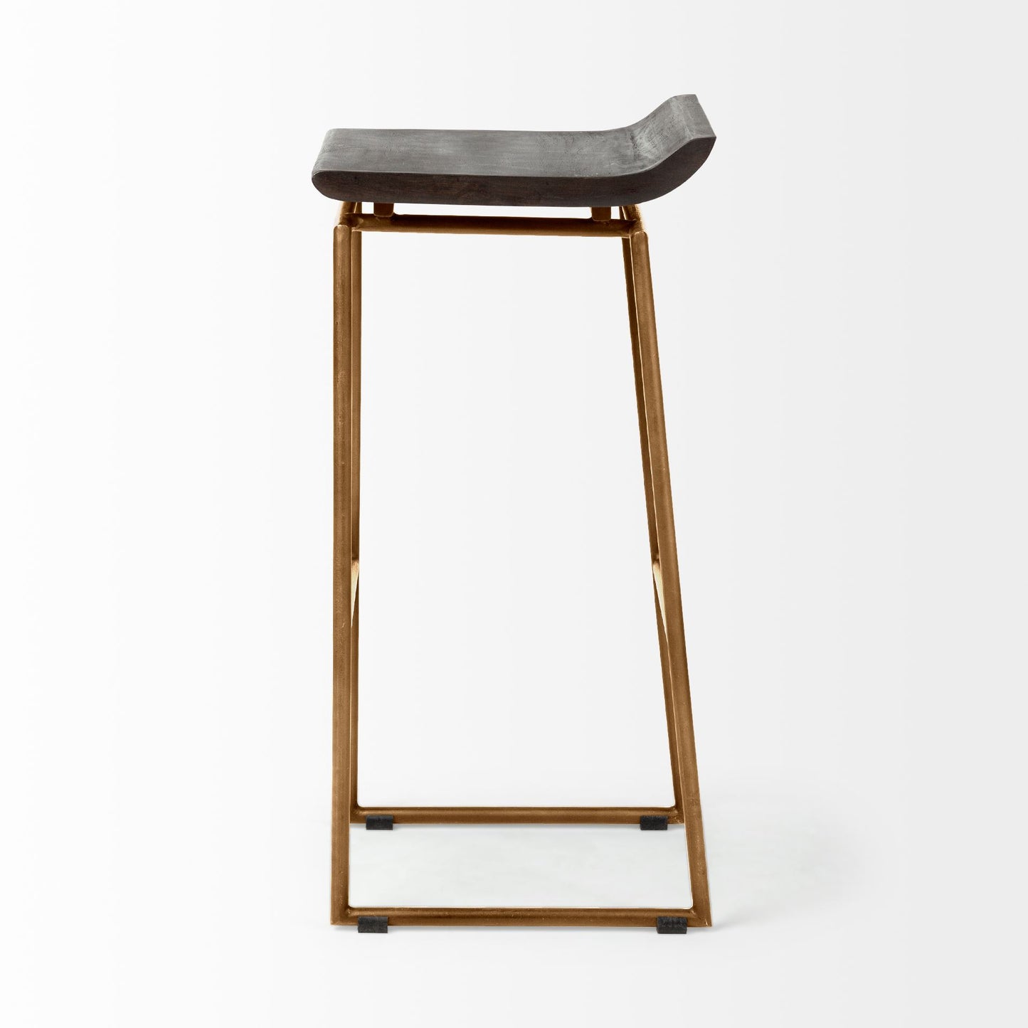 Givens Wood Seat Bar Counter Stool Brown Wood | Gold Metal | Bar - bar-stools