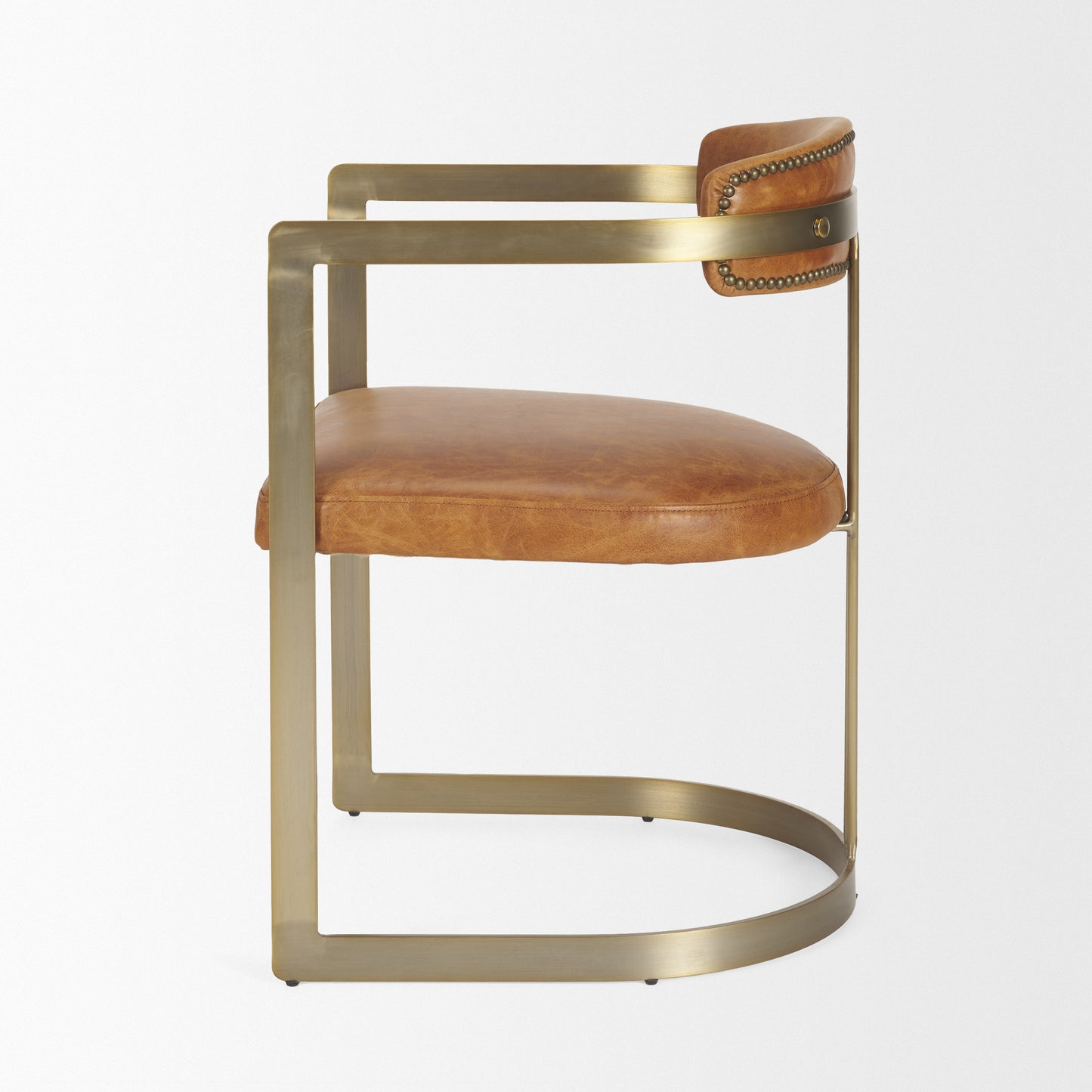 Hollyfield Leather Dining Chair Brown Leather | Gold Metal - dining-chairs
