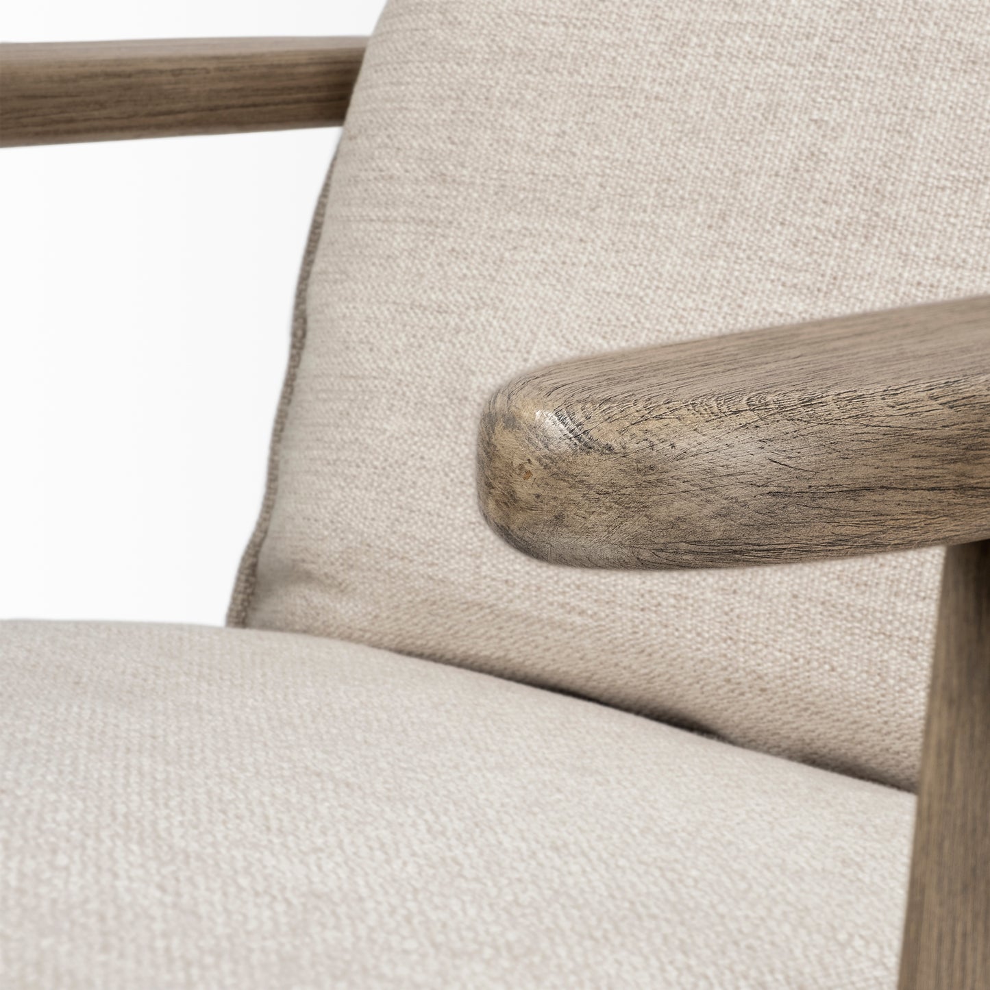 Olympus VI Beige Fabric Wrapped Wooden Frame Accent Chair