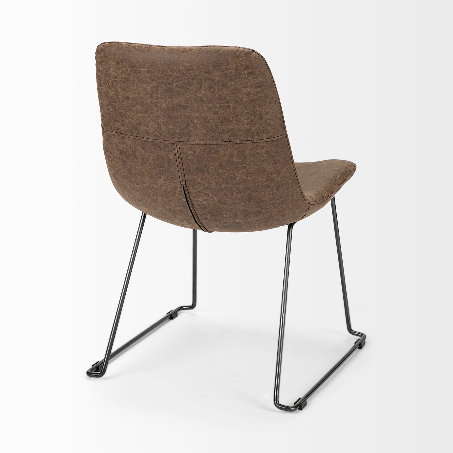 Sawyer Dining Chair Brown Faux Leather | Black Metal (Side Chair) - dining-chairs