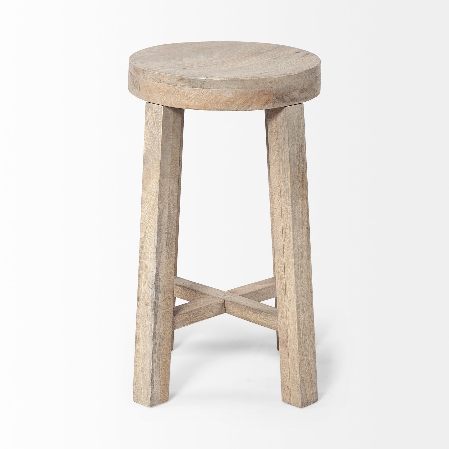 Brahma Wood Seat Bar Counter Stool White Washed Wood - bar-stools