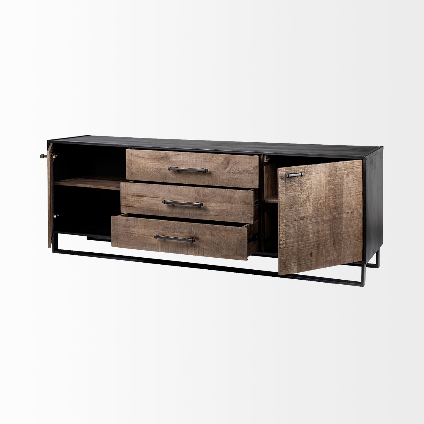 Alvin Sideboard Brown Wood | Black Metal - sideboards-and-buffets
