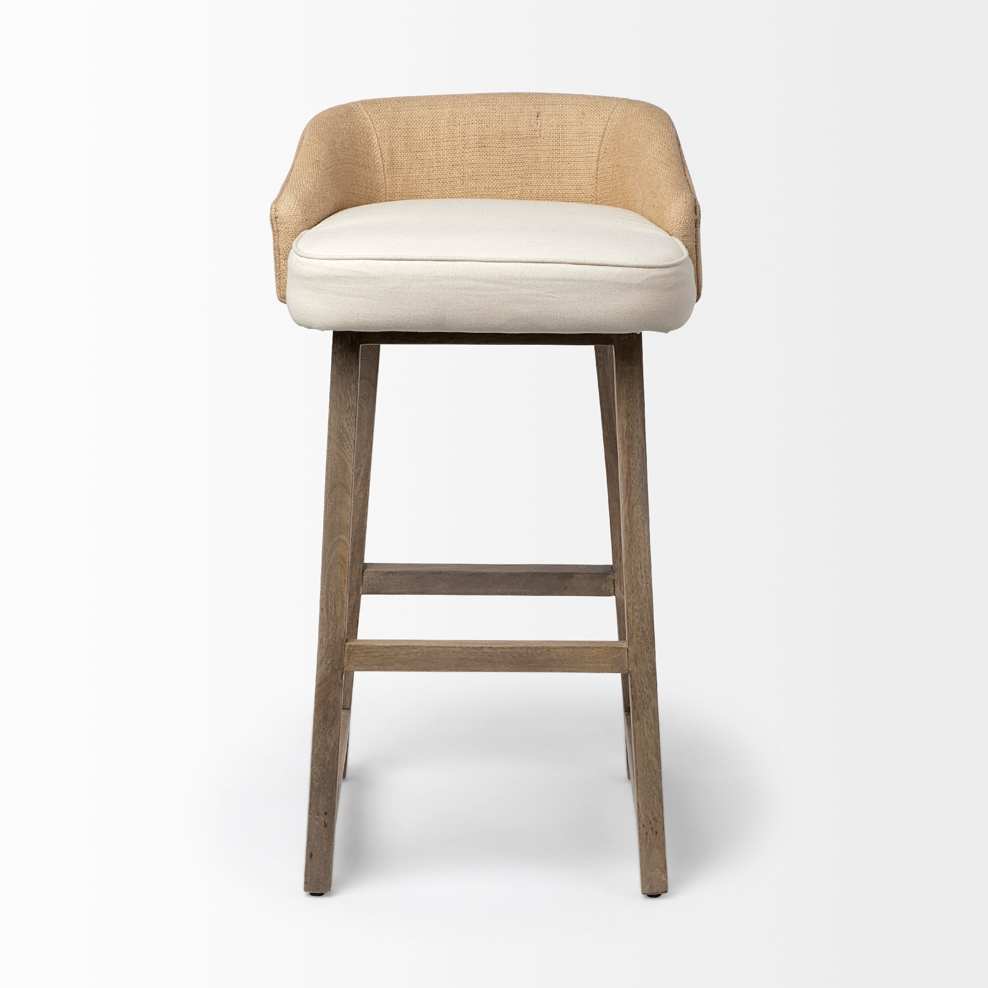 Monmouth Upholstered Seat Bar Counter Stool Cream Fabric | Brown Wood | Bar - bar-stools