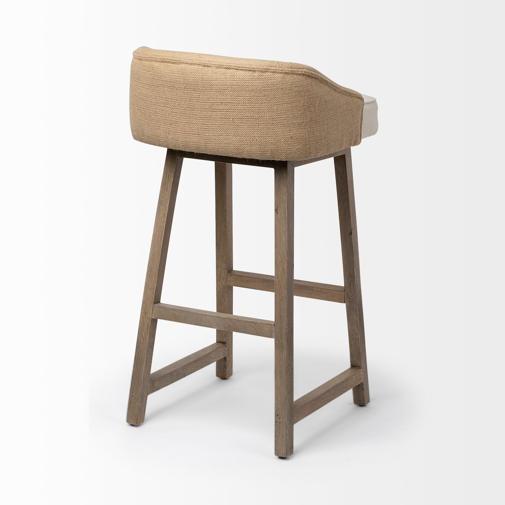Monmouth Upholstered Seat Bar Counter Stool Cream Fabric | Brown Wood | Bar - bar-stools