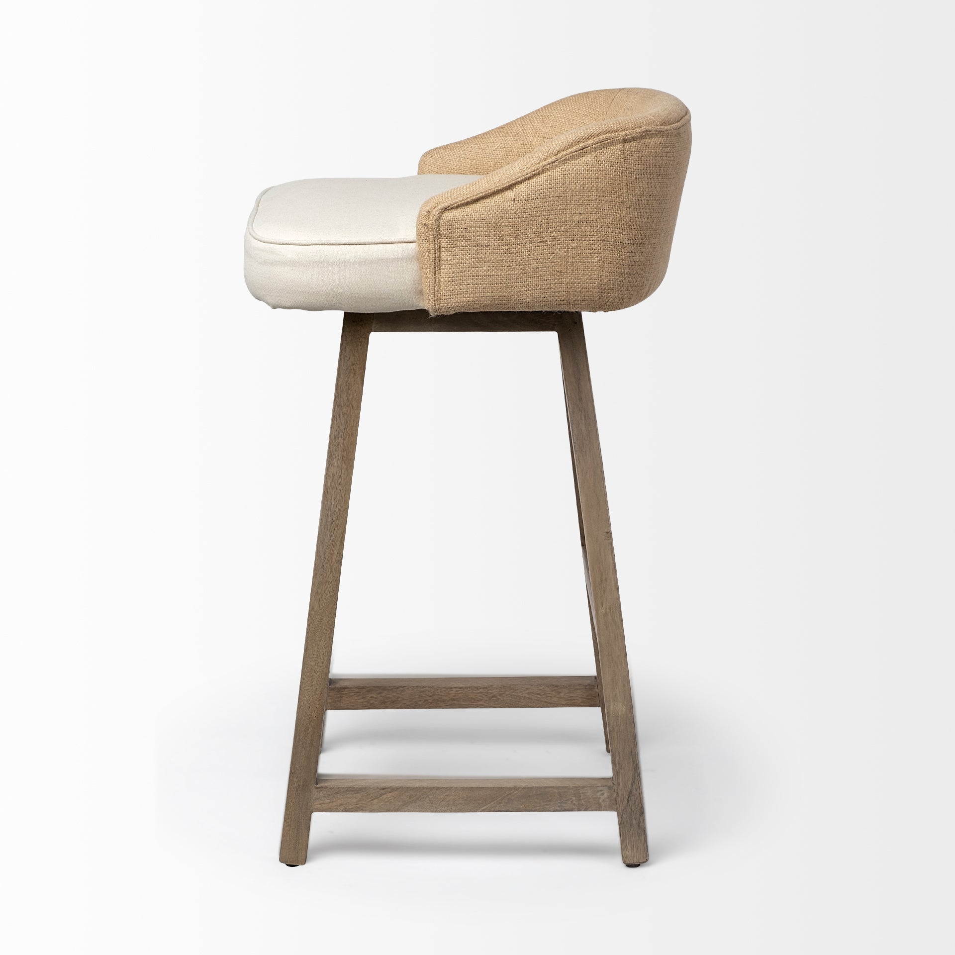 Monmouth Upholstered Seat Bar Counter Stool Cream Fabric | Brown Wood | Bar - bar-stools