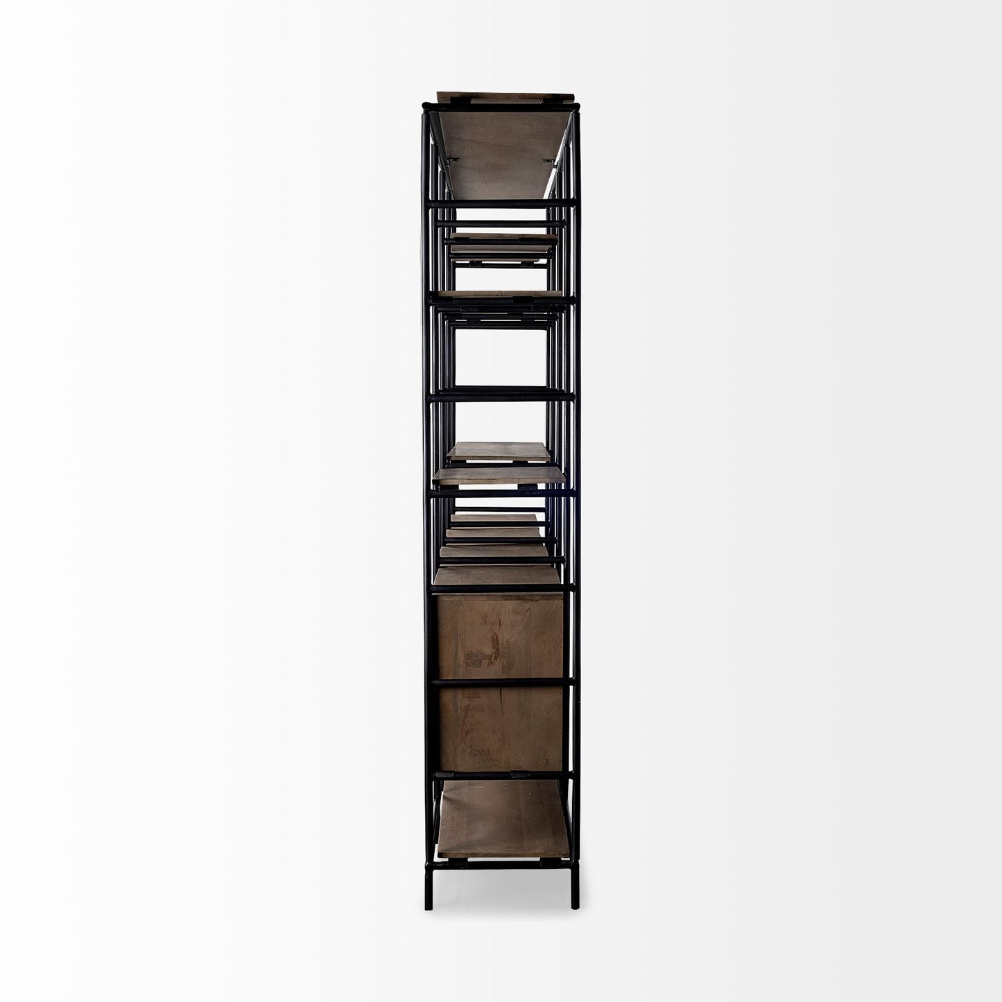 Darius Shelving Unit Brown Wood | Black Metal - shelving