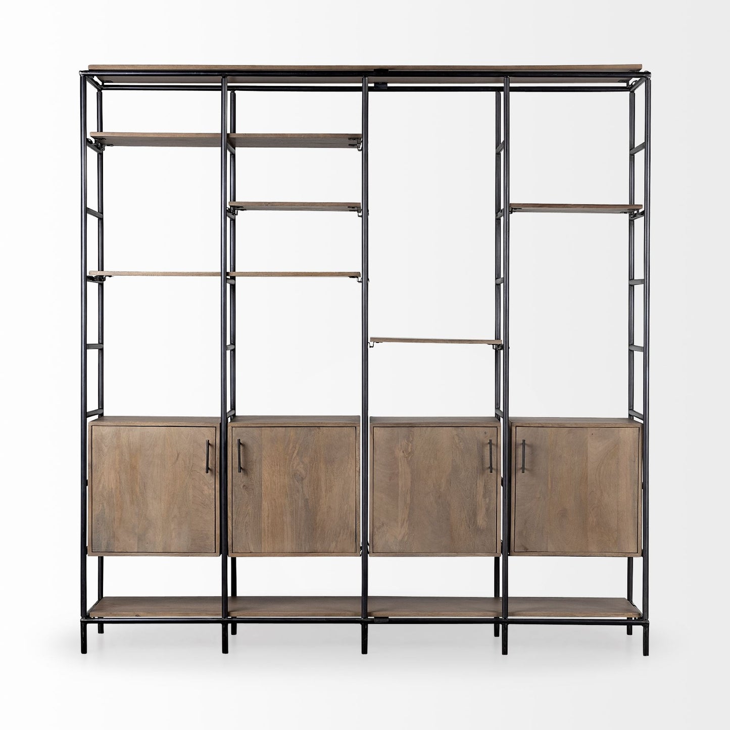 Darius Shelving Unit Brown Wood | Black Metal - shelving
