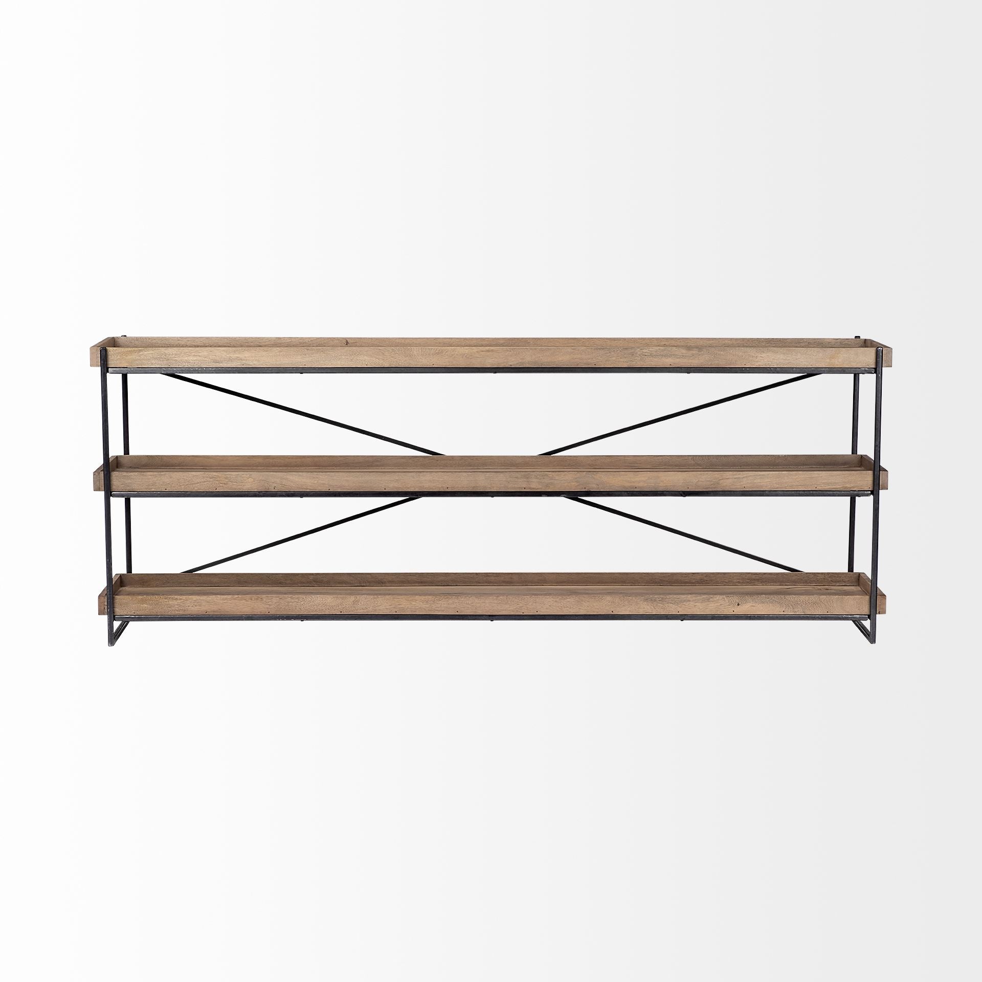 Trey Console Table Brown Wood | Black Iron - console-tables