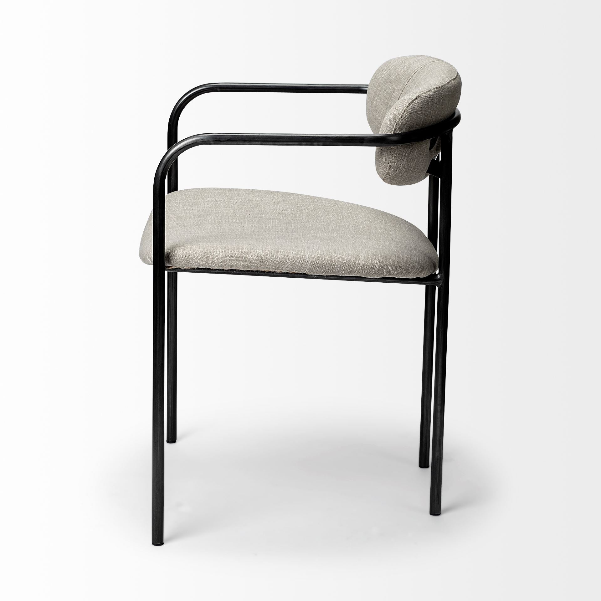 Parker Upholstered Dining Chair Beige Fabric | Gray Metal - dining-chairs