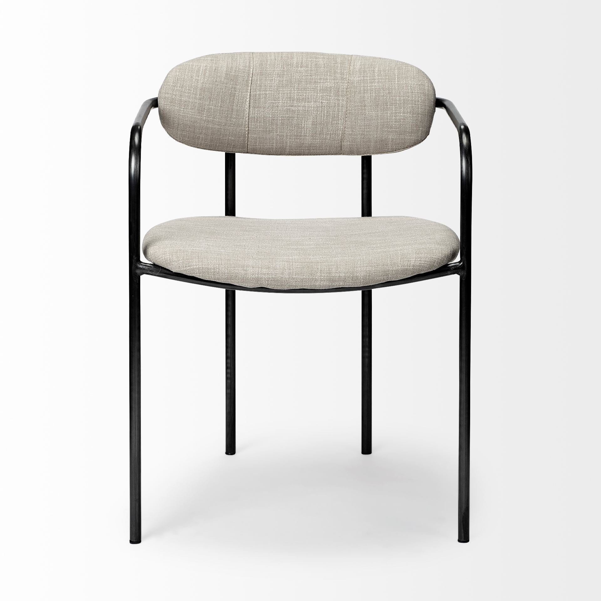 Parker Upholstered Dining Chair Beige Fabric | Gray Metal - dining-chairs