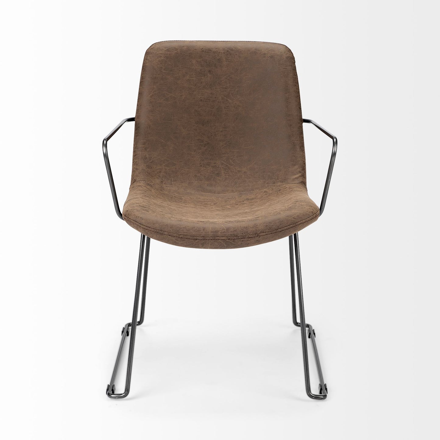 Sawyer Dining Chair Brown Faux Leather | Black Metal (Armchair) - dining-chairs